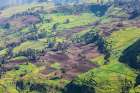 Ethiopia. Amhara. North Gondar. View of farms and a village in the Ethiopian highlands. Art Print